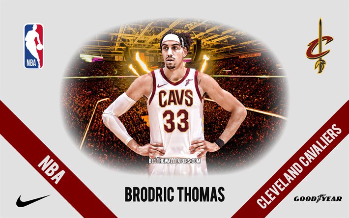 Brodric Thomas, Cleveland Cavaliers, jugador de baloncesto estadounidense, NBA, retrato, Estados Unidos, baloncesto, Rocket Mortgage FieldHouse, logotipo de los Cleveland Cavaliers