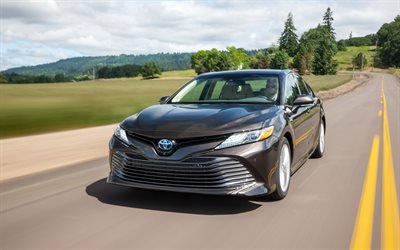 4k, route, Toyota Camry, 2018 voitures, brun camry, Toyota