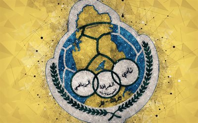 Al-Gharafa SC, 4k, geometric art, la Qatar football club, logo, fond jaune, cr&#233;atif, embl&#232;me de l&#39;art, de la Qatar Stars League, Doha, Qatar, Q-Ligue de football