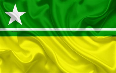 flagge von boa vista, 4k, seide textur, die brasilianische stadt, gelb-gr&#252;n-schwarz-seide-flag, boa vista, flagge, roraima, brasilien, kunst, s&#252;damerika