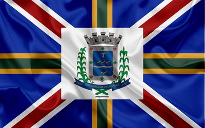 Flag of Governador Valadares, 4k, silk texture, Brazilian city, blue silk flag, Governador Valadares flag, Minas Gerais, Brazil, art, South America, Governador Valadares