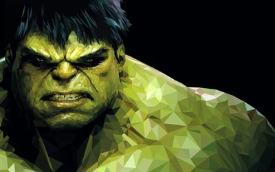 Hulk, supersankari, Low-poly art, muotokuva, Avengers Infinity War