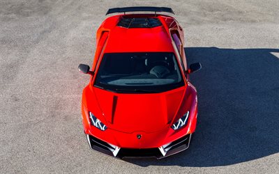Lamborghini Huracan, Novitec Torado, red supercar, top view from the front, exterior, red new Huracan, Italian sports cars, Lamborghini