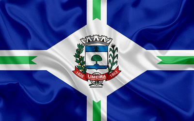 Bandiera di Limeira, 4k, seta, texture, cittadina Brasiliana, in seta blu, bandiera, Limeira bandiera, Sao Paulo, Brasile, arte, Sud America, Limeira