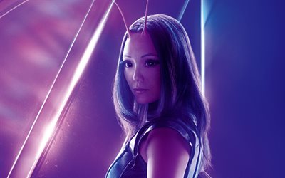 avengers infinity-krieg, 2018, pom klementieff, poster, franz&#246;sische schauspielerin, zeichen, mantis