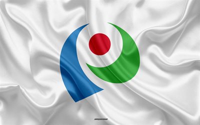 Lipun Iwata, 4k, kaupunki japanissa, silkki tekstuuri, Iwata lippu, Japani, japanin kaupungeissa, art, Aasiassa, Shizuoka Prefektuurissa, Iwata