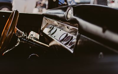 retro car, style, front panel, dashboard, USA, American car
