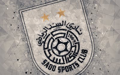 Al Sadd SC, 4k, 幾何学的な美術, カタールサッカークラブ, ロゴ, グレー背景, 創造エンブレム, 美術, カタールリーグStars, ドーハ, カタール, Q-リーグ, サッカー