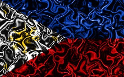 4k, Bandeira das Filipinas, resumo de fuma&#231;a, &#193;sia, s&#237;mbolos nacionais, Filipinas bandeira, Arte 3D, Filipinas 3D bandeira, criativo, Pa&#237;ses asi&#225;ticos, Filipinas
