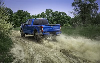 2020, Ford F-250, Super Duty Tremor, Off-Road Package, exterior, rear view, new blue F-250, tuning F-250, american cars, Ford