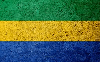 Flag of Gabon, concrete texture, stone background, Gabon flag, Africa, Gabon, flags on stone
