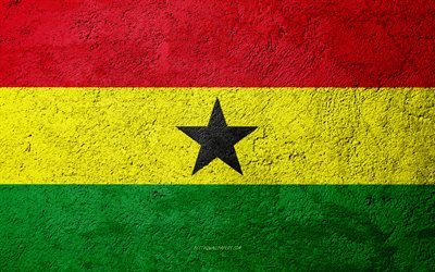 flagge von ghana, beton, textur, stein, hintergrund, ghana flagge, afrika, ghana, flaggen auf stein
