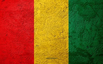 Flag of Guinea, concrete texture, stone background, Guinea flag, Africa, Guinea, flags on stone