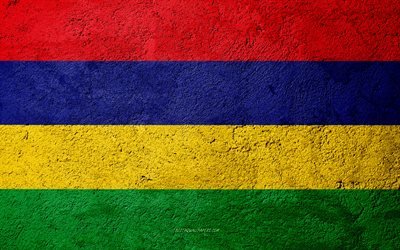 Flag of Mauritius, concrete texture, stone background, Mauritius flag, Africa, Mauritius, flags on stone