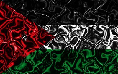 4k, Flag of Jordan, abstract smoke, Asia, national symbols, Jordan flag, 3D art, Jordan 3D flag, creative, Asian countries, Jordan