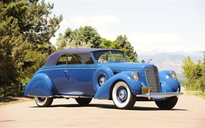 Lincoln Convertible, 1948, retro cars, classic vintage cars, blue convertible, american cars, Lincoln