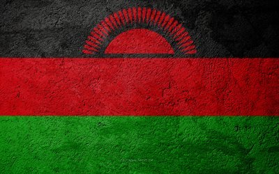 Flag of Malawi, concrete texture, stone background, Malawi flag, Africa, Malawi, flags on stone