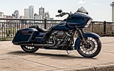 A Harley-Davidson CVO Road Glide, 2019, exterior, vista lateral, cruiser, americana de motocicletas, novo azul CVO Road Glide, A Harley-Davidson