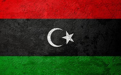Flaggan i Libyen, konkret struktur, sten bakgrund, Libyens flagga, Afrika, Libyen, flaggor p&#229; sten