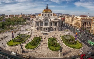 Palace of Fine Arts, Mexico city, Palacio de Bellas Artes, square, Landmark, Mexico