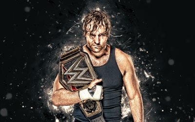Dean Ambrose, 4k, american lottatori di WWE, wrestling, luci al neon, Jonathan David Buono, lottatori, Dean Ambrose 4K