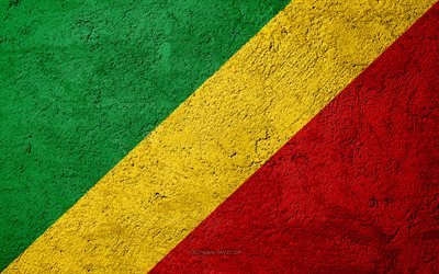Bandeira da Rep&#250;blica do Congo, textura de concreto, pedra de fundo, &#193;frica, Rep&#250;blica do Congo, bandeiras da pedra