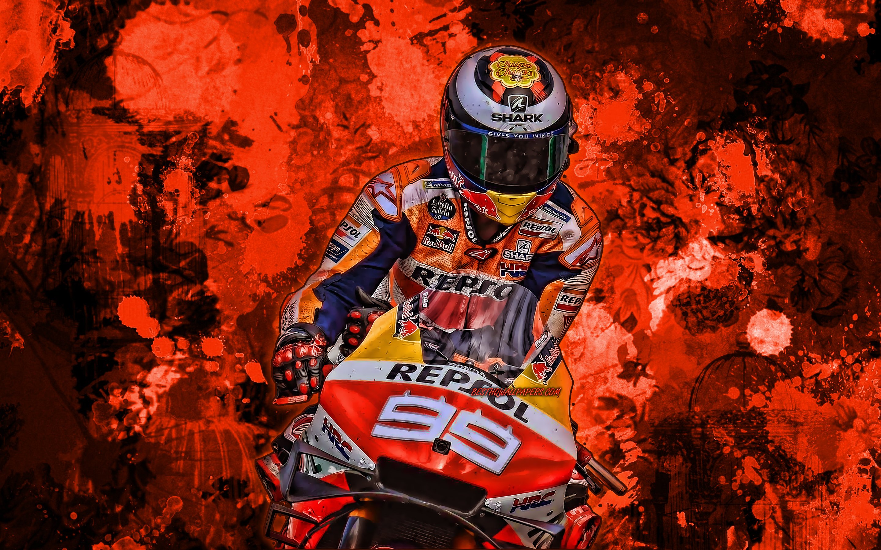 Download wallpapers Jorge Lorenzo, orange paint splashes, MotoGP, 2019 ...