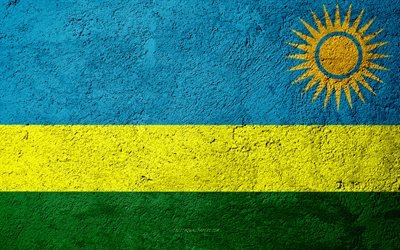 Flag of Rwanda, concrete texture, stone background, Rwanda flag, Africa, Rwanda, flags on stone