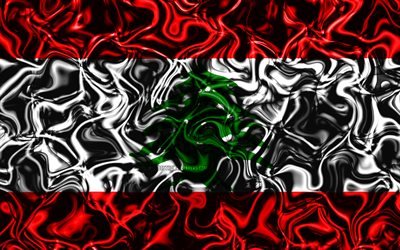 4k, Flag of Lebanon, abstract smoke, Asia, national symbols, Lebanese flag, 3D art, Lebanon 3D flag, creative, Asian countries, Lebanon