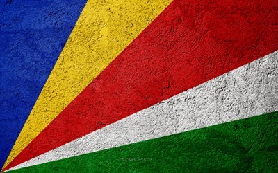 Bandera de Seychelles, el hormig&#243;n de textura, de piedra de fondo, bandera de Seychelles, &#193;frica, las islas Seychelles, las banderas de la piedra en
