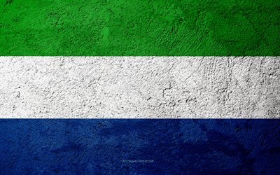 Flag of Sierra Leone, concrete texture, stone background, Sierra Leone flag, Africa, Sierra Leone, flags on stone