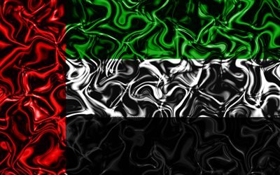 4k, Flag of United Arab Emirates, abstract smoke, Asia, national symbols, UAE flag, 3D art, UAE 3D flag, creative, Asian countries, United Arab Emirates