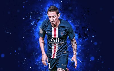 2019-2020 Angel Di Maria, 4k, sezon, Arjantinli futbolcular, orta saha Oyuncusu, 1 PSG, neon ışıkları, Angel Fabian Di Maria, futbol, İzle, Paris Saint-Germain