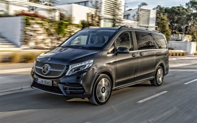 Mercedes-Benz V-Class, 2020, exterior, front view, minivan, new gray V-Class, german cars, Mercedes