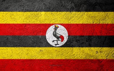 Ugandan lippu, betoni rakenne, kivi tausta, Afrikka, Ugandassa, liput kivi