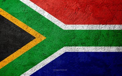 Flag of South Africa, concrete texture, stone background, South Africa flag, Africa, South Africa, flags on stone