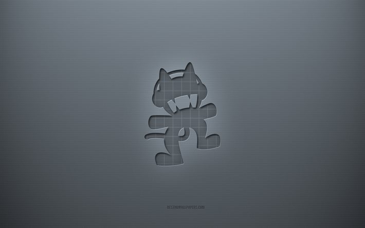Logotipo de Monstercat, fondo creativo gris, emblema de Monstercat, textura de papel gris, Monstercat, fondo gris, logotipo de Monstercat 3d
