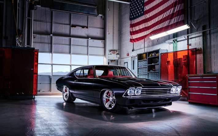 Chevrolet Chevelle, muscle cars, 1969 cars, HDR, retro cars, 1969 Chevrolet Chevelle, american cars, Chevrolet