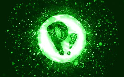 Pop OS green logo, 4k, green neon lights, Linux, creative, green abstract background, Pop OS logo, OS, Pop OS