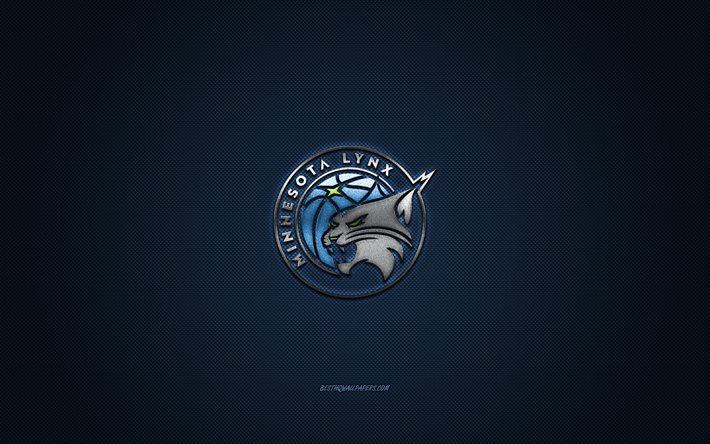Minnesota Lynx, clube de basquete americano, WNBA, logotipo azul, fundo azul de fibra de carbono, basquete, Minnesota, EUA, logotipo do Minnesota Lynx
