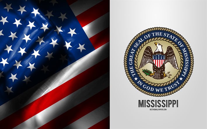 Seal of Mississippi, USA Flag, Mississippi emblem, Mississippi coat of arms, Mississippi badge, American flag, Mississippi, USA