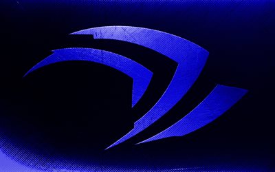 Logo bleu fonc&#233; Nvidia, art grunge, fond typographique bleu fonc&#233;, cr&#233;atif, logo grunge Nvidia, marques, logo Nvidia, Nvidia