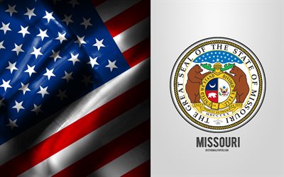 Selo do Missouri, bandeira dos EUA, emblema do Missouri, bras&#227;o do Missouri, bandeira americana, Missouri, EUA