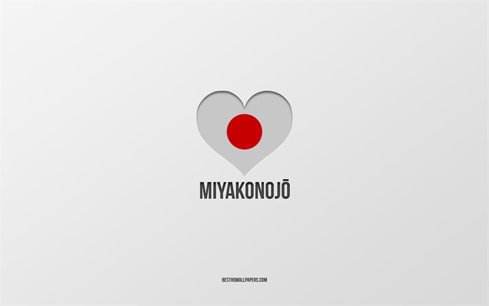 Amo Miyakonojo, citt&#224; giapponesi, Giorno di Miyakonojo, sfondo grigio, Miyakonojo, Giappone, cuore della bandiera giapponese, citt&#224; preferite