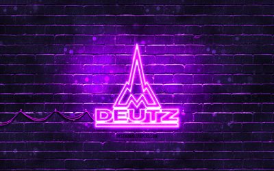 Logotipo violeta Deutz-Fahr, 4k, parede de tijolos violeta, logotipo Deutz-Fahr, marcas, logotipo de n&#233;on Deutz-Fahr, Deutz-Fahr