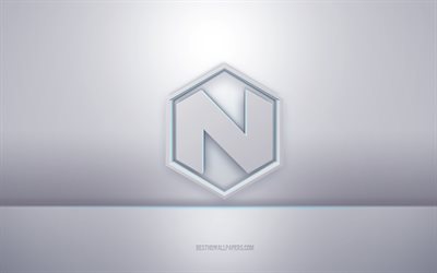 Nikola 3d white logo, gray background, Nikola logo, creative 3d art, Nikola, 3d emblem
