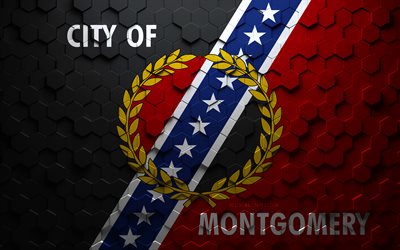 Flag of Montgomery, Alabama, honeycomb art, Montgomery hexagons flag, Montgomery, 3d hexagons art, Montgomery flag