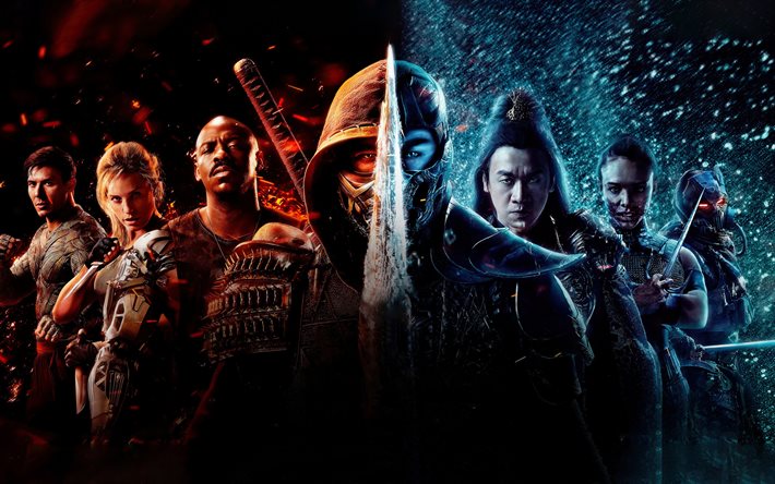 Mortal Kombat, 2021, Cole Young, poster, promosyon malzemeleri, Mortal Kombat karakterleri, Sonya Blade, Kung Lao, Kano, Sub-Zero, Scorpion