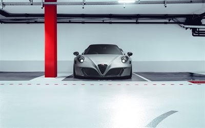 Alfa Romeo 4C Nemesis Pogea Racing, 4k, estacionamento, 2021 carros, vista frontal, 2021 Alfa Romeo 4C, carros italianos, Alfa Romeo