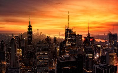 New York, etats-unis, l'Empire State Building, soirée, gratte-ciel